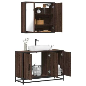 Set de muebles baño 2 pzas madera contrachapada marrón roble de , Muebles de baño - Ref: Foro24-3300894, Precio: 148,64 €, De...