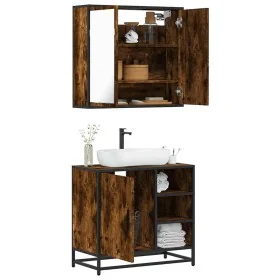 Set de muebles baño 2 pzas madera contrachapada roble ahumado de , Muebles de baño - Ref: Foro24-3300907, Precio: 148,31 €, D...