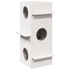 Casa para gatos madera maciza pino blanca 43x43x90 cm de , Mobiliario para gatos - Ref: Foro24-859299, Precio: 100,30 €, Desc...