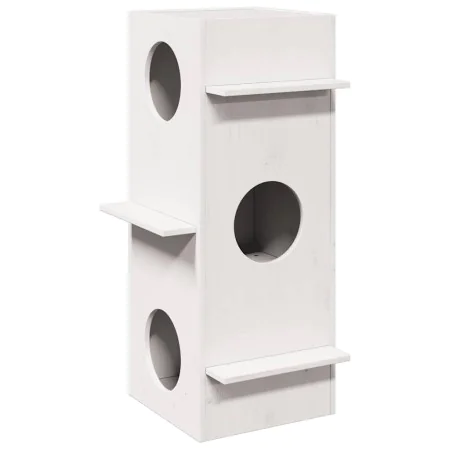 Casa para gatos madera maciza pino blanca 43x43x90 cm de , Mobiliario para gatos - Ref: Foro24-859299, Precio: 100,30 €, Desc...