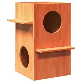 Casa para gatos cera marrón 43x43x60 cm madera maciza pino de , Mobiliario para gatos - Ref: Foro24-859303, Precio: 67,24 €, ...