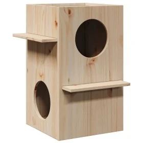 Casa para gatos madera maciza pino 43x43x60 cm de , Mobiliario para gatos - Ref: Foro24-859301, Precio: 60,62 €, Descuento: %