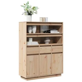 Aparador alto de madera maciza de pino 89x34x116,5 cm by , Sideboards - Ref: Foro24-861111, Price: 167,37 €, Discount: %