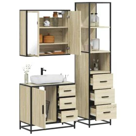 Set de muebles de baño 3 pzas madera contrachapada roble Sonoma de , Muebles de baño - Ref: Foro24-3301136, Precio: 273,17 €,...