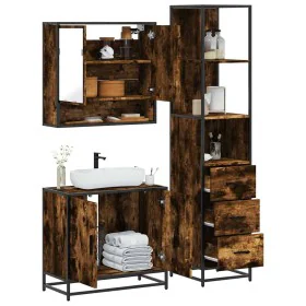 Set de muebles baño 3 pzas madera contrachapada roble ahumado de , Muebles de baño - Ref: Foro24-3301157, Precio: 209,44 €, D...