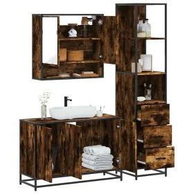 Set de muebles baño 3 pzas madera contrachapada roble ahumado de , Muebles de baño - Ref: Foro24-3301162, Precio: 238,42 €, D...