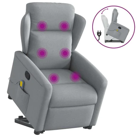 Sillón de masaje reclinable de pie de tela gris claro de , Sillones - Ref: Foro24-3303144, Precio: 288,43 €, Descuento: %