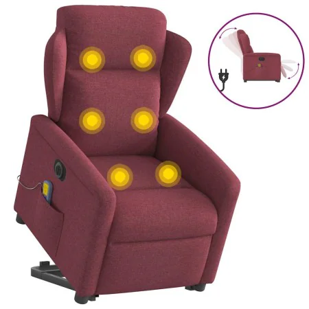 Sillón de masaje eléctrico reclinable elevable tela rojo tinto de , Sillones - Ref: Foro24-3303167, Precio: 336,56 €, Descuen...