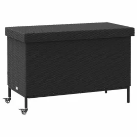 Caja almacenaje jardín ruedas ratán sintético negro 110x55x73cm de , Cajas de almacenaje para exteriores - Ref: Foro24-410382...