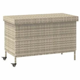 Baúl jardín con ruedas gris claro 110x55x73 cm ratán sintético de , Cajas de almacenaje para exteriores - Ref: Foro24-4103830...