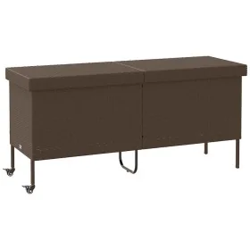 Caja de almacenaje jardín ruedas ratán PE marrón 160x55x75 cm de , Cajas de almacenaje para exteriores - Ref: Foro24-4103832,...