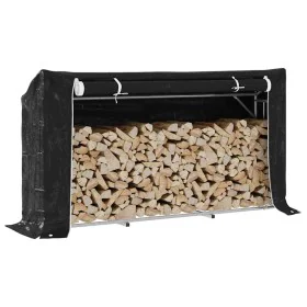 Leñero cubierta lluvia 200,5x41x110,5 cm acero galvanizado de , Bolsas y soportes de leña - Ref: Foro24-4104944, Precio: 76,2...