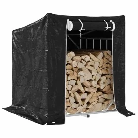 Leñero cubierta lluvia 100,5x80,5x110,5 cm acero galvanizado de , Bolsas y soportes de leña - Ref: Foro24-4104938, Precio: 75...