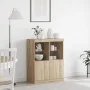 Aparador de madera de ingeniería roble sonoma 81x37x100 cm de , Taquillas y armarios de almacenamiento - Ref: Foro24-3318619,...