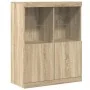 Aparador de madera de ingeniería roble sonoma 81x37x100 cm de , Taquillas y armarios de almacenamiento - Ref: Foro24-3318619,...