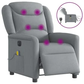 Sillón reclinable de masaje eléctrico tela gris claro de , Sillones - Ref: Foro24-3303184, Precio: 262,75 €, Descuento: %