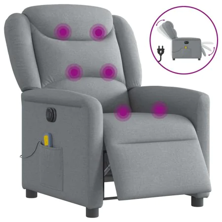 Sillón reclinable de masaje eléctrico tela gris claro de , Sillones - Ref: Foro24-3303184, Precio: 262,75 €, Descuento: %