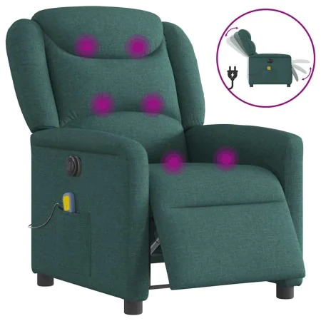 Sillón reclinable de masaje eléctrico tela verde oscuro de , Sillones - Ref: Foro24-3303190, Precio: 257,60 €, Descuento: %
