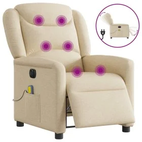 Sillón reclinable de masaje eléctrico tela color crema de , Sillones - Ref: Foro24-3303192, Precio: 262,24 €, Descuento: %