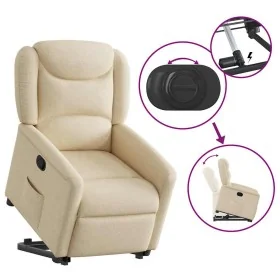 Sillón reclinable elevable de tela color crema de , Sillones - Ref: Foro24-3303202, Precio: 275,15 €, Descuento: %
