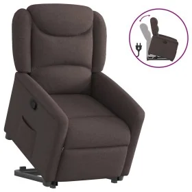 Sillón reclinable elevable tela marrón oscuro de , Sillones - Ref: Foro24-3303199, Precio: 276,47 €, Descuento: %
