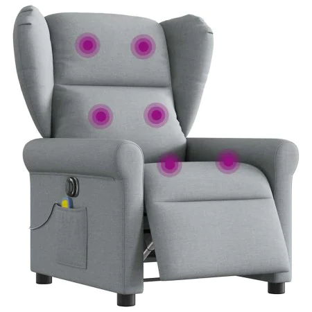 Sillón reclinable de masaje eléctrico tela gris claro de , Sillones - Ref: Foro24-3303364, Precio: 262,93 €, Descuento: %