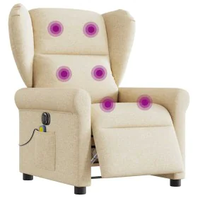 Sillón reclinable de masaje eléctrico tela color crema de , Sillones - Ref: Foro24-3303372, Precio: 279,44 €, Descuento: %