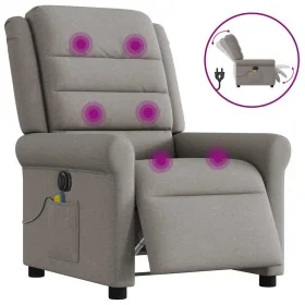 Sillón reclinable de masaje eléctrico tela gris taupe de , Sillones - Ref: Foro24-3303311, Precio: 276,75 €, Descuento: %