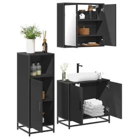 Juego de muebles de baño 3 pzas madera contrachapada negro de , Muebles de baño - Ref: Foro24-3300945, Precio: 217,22 €, Desc...