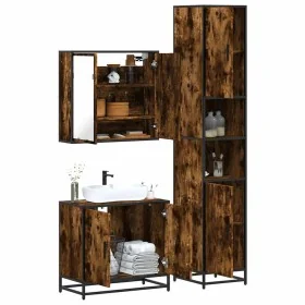 Set de muebles baño 3 pzas madera contrachapada roble ahumado de , Muebles de baño - Ref: Foro24-3301067, Precio: 263,43 €, D...