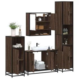 Set de muebles baño 4 pzas madera contrachapada roble marrón de , Muebles de baño - Ref: Foro24-3301224, Precio: 403,79 €, De...