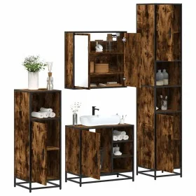 Set de muebles baño 4 pzas madera contrachapada roble ahumado von , Badezimmermöbel - Ref: Foro24-3301207, Preis: 409,28 €, R...