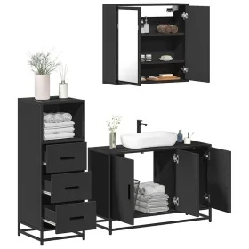 Juego de muebles de baño 3 pzas madera contrachapada negro de , Muebles de baño - Ref: Foro24-3301010, Precio: 253,99 €, Desc...