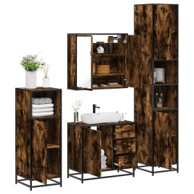 Set de muebles baño 4 pzas madera contrachapada roble ahumado de , Muebles de baño - Ref: Foro24-3301197, Precio: 421,93 €, D...