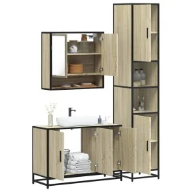 Set de muebles de baño 3 pzas madera contrachapada roble Sonoma de , Muebles de baño - Ref: Foro24-3301101, Precio: 294,96 €,...