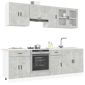 Mueble cocina Kalmar gris hormigón 8 pzas madera contrachapada de , Armarios de cocina - Ref: Foro24-3314845, Precio: 543,58 ...