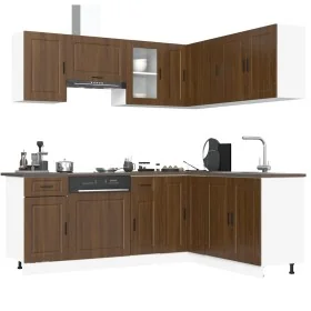 Mueble cocina Porto roble marrón 11 pzas madera contrachapada de , Armarios de cocina - Ref: Foro24-3314968, Precio: 667,47 €...