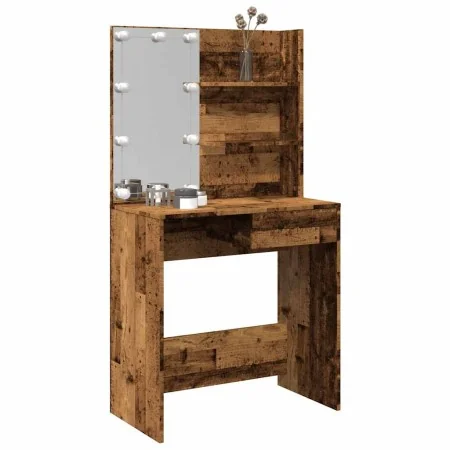 Tocador con LED madera vieja 74,5x40x141 cm de , Tocadores para dormitorios - Ref: Foro24-857021, Precio: 105,52 €, Descuento: %