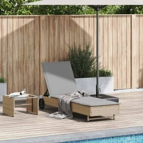Tumbona con ruedas y cojín ratán sintético beige by , Loungers - Ref: Foro24-4104036, Price: 166,51 €, Discount: %