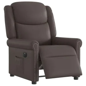 Sillón reclinable eléctrico cuero sintético marrón brillante de , Sillones - Ref: Foro24-3303415, Precio: 229,20 €, Descuento: %