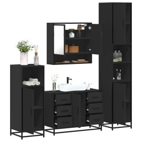 Juego de muebles de baño 4 pzas madera contrachapada negro de , Muebles de baño - Ref: Foro24-3301230, Precio: 462,72 €, Desc...