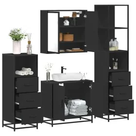 Juego de muebles de baño 4 pzas madera contrachapada negro de , Muebles de baño - Ref: Foro24-3301245, Precio: 351,14 €, Desc...