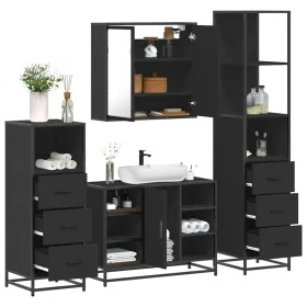 Juego de muebles de baño 4 pzas madera contrachapada negro de , Muebles de baño - Ref: Foro24-3301270, Precio: 365,04 €, Desc...