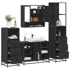 Juego de muebles de baño 4 pzas madera contrachapada negro de , Muebles de baño - Ref: Foro24-3301300, Precio: 345,39 €, Desc...