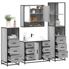 Set de muebles de baño 4 pzas madera contrachapada gris sonoma de , Muebles de baño - Ref: Foro24-3301293, Precio: 454,02 €, ...