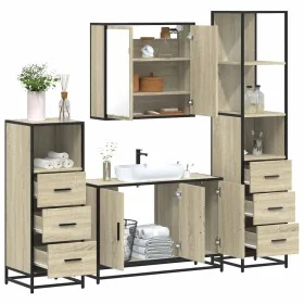 Juego de muebles de baño 4 pzas contrachapada roble sonoma de , Muebles de baño - Ref: Foro24-3301251, Precio: 331,27 €, Desc...
