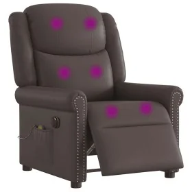 Sillón reclinable de masaje eléctrico marrón brillante de , Sillones - Ref: Foro24-3303417, Precio: 277,16 €, Descuento: %