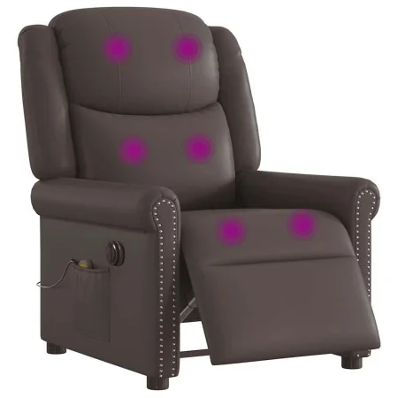 Sillón reclinable de masaje eléctrico marrón brillante de , Sillones - Ref: Foro24-3303417, Precio: 277,16 €, Descuento: %