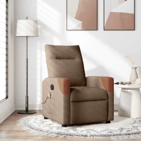 Sillón reclinable con masaje de tela marrón de , Sillones - Ref: Foro24-4104820, Precio: 213,00 €, Descuento: %