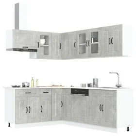 Mueble cocina Kalmar gris hormigón 11 pzas madera contrachapada de , Armarios de cocina - Ref: Foro24-3314885, Precio: 673,68...